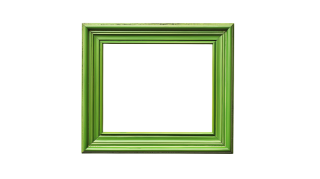 green picture frame isolated on white , transparent , png 