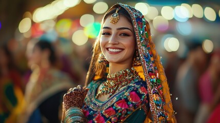 Fototapeta premium Radiant Beauty in Festive Attire