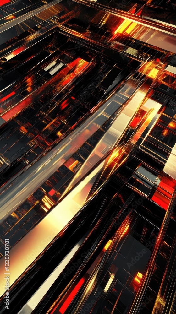 Aufkleber Futuristic abstract composition with intersecting glass-like surfaces reflecting light and colors