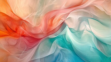 Obraz premium A lyrical abstract with smooth looping lines in harmonious shades of coral and teal