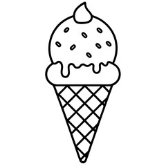 Modern Ice Cream Cone Line Drawing