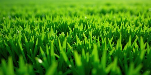 Obraz premium Close-up, lush green golf course grass texture, vibrant, detail, botanical