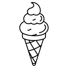 Modern Ice Cream Cone Line Drawing