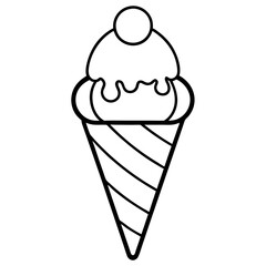 Modern Ice Cream Cone Line Drawing