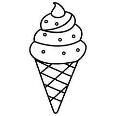 Modern Ice Cream Cone Line Drawing