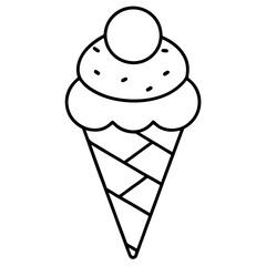 Modern Ice Cream Cone Line Drawing