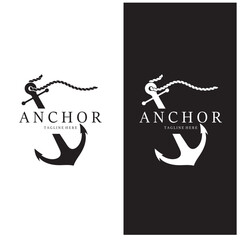 ship anchor logo design with rope vintage, for, boat, marine, yacht, business, emblem, nautica, shipping company