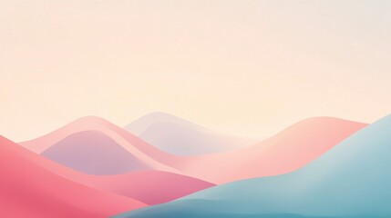 A minimalist abstract landscape using soft gradients to suggest hills and sky in calming pastel hues