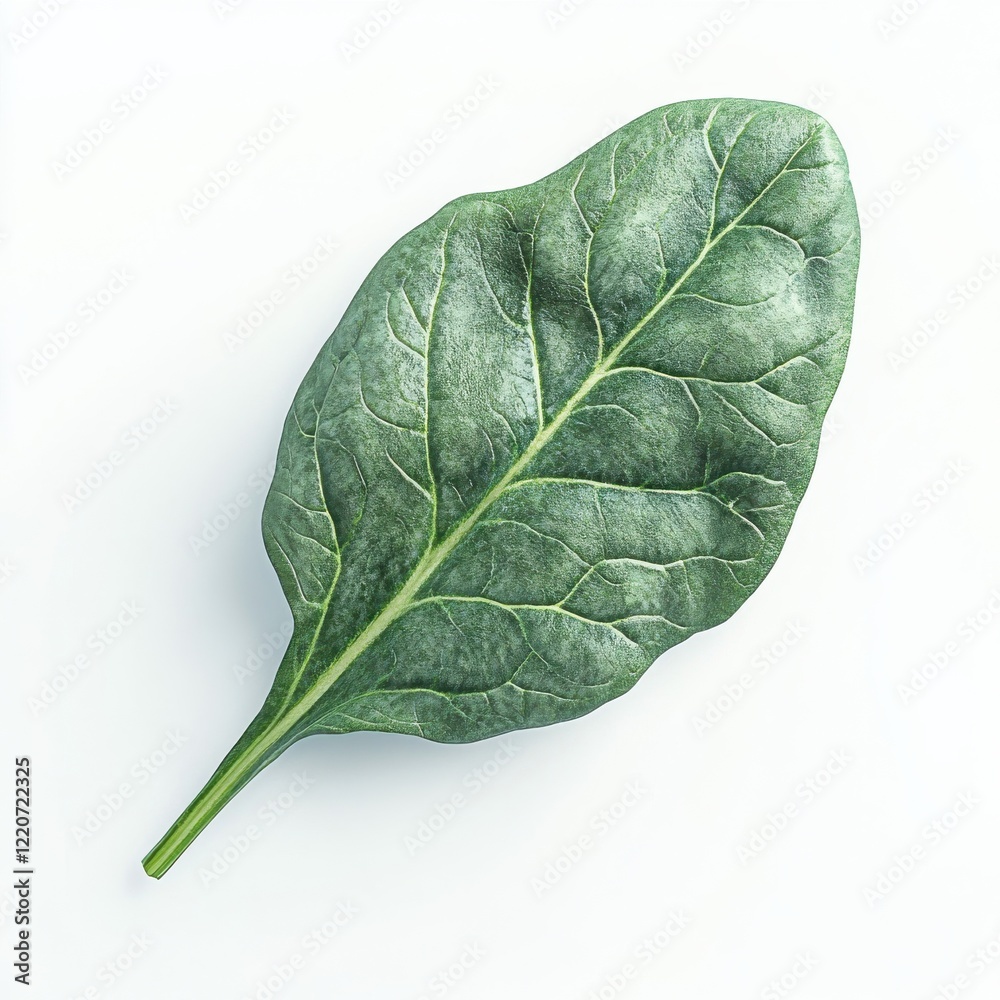 Poster fresh spinach leaf with detailed veins on a clean background showcasing its vibrant green color and 