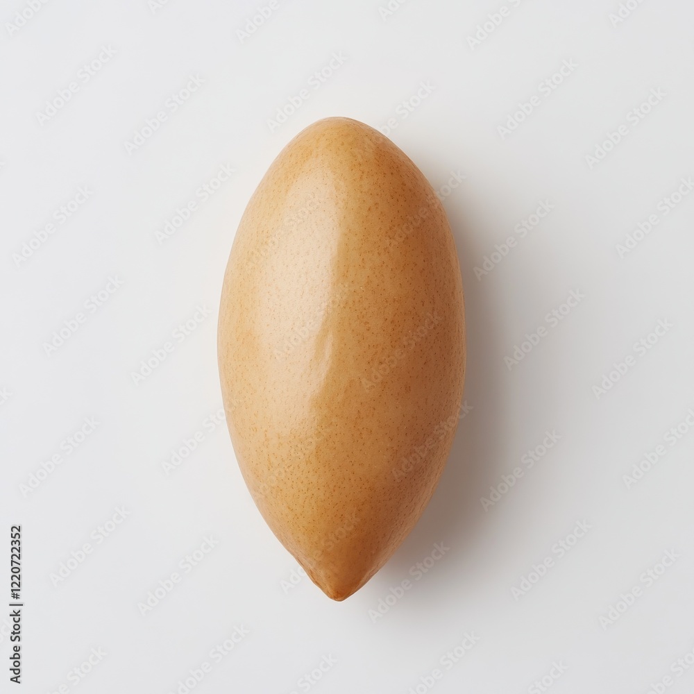 Poster Almond with smooth tan skin resting on a white surface in a minimalistic setting