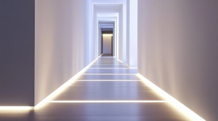 Obraz premium LED illuminated hallway creates a modern, calming atmosphere with soft lighting and sleek design elements