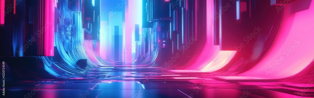 Aufkleber futuristic wave design showcases vibrant neon colors creating a dynamic digital landscape