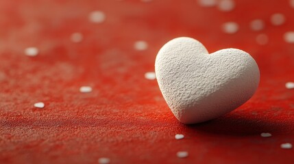 Small white heart on red background for valentine's day design and decoration