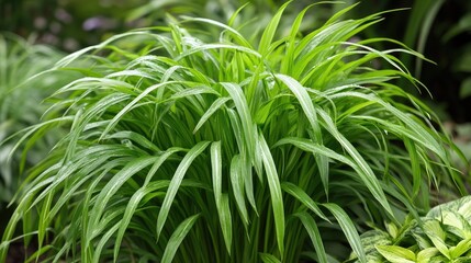 Lemon grass plant green leaf background