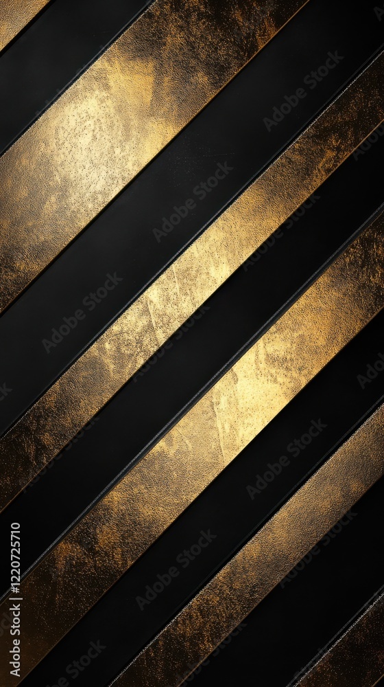 Poster bold diagonal pattern featuring shiny black and gold stripes creates a striking visual textural cont