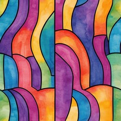 Bold doodle cartoon drawings with vibrant watercolor patterns in a creative design of flowing shapes