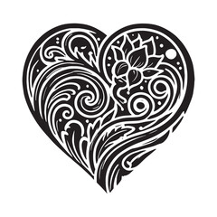 Heart silhouette symbolizing love and affection - heart silhouette - heart vector - heart illustration - valentine silhouette - love silhouette
