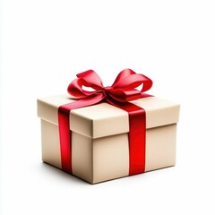 Obraz premium Gift Box with Red Ribbon on White Background