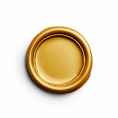 Golden Wax Seal Isolated on White Background