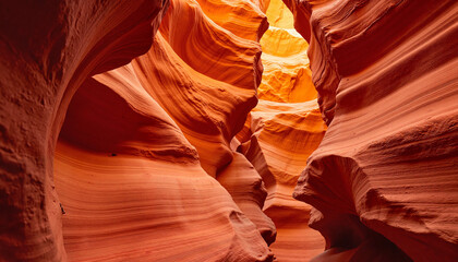 Glowing mineral formations in a red rock canyon, natural beauty