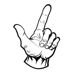 hand icon in sketch or outline style, isolated on white background,