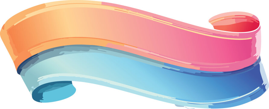 Vector illustration of a flowing ribbon banner with folds and customizable text area, vibrant color gradient
