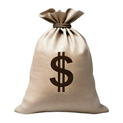 Money bag with sign dollar isolated on trasparent background
