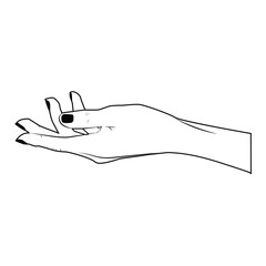 hand icon in sketch or outline style, isolated on white background,
