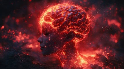 Fiery Mind: An Abstract Depiction of Intense Thought and Passion
