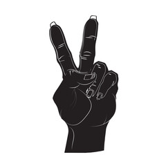 hand silhouette icon with two fingers style isolated on white background,