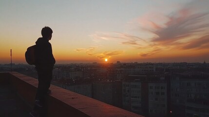 Fototapeta premium Vibrant Twilight Sky with Silhouette at Sunset