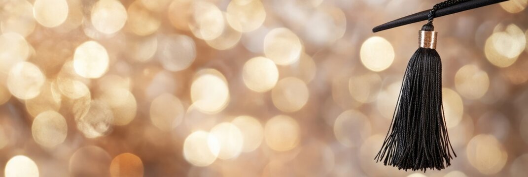 Graduation Cap with Golden Bokeh Background