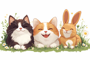 Cartoon logo with three cute little animals.