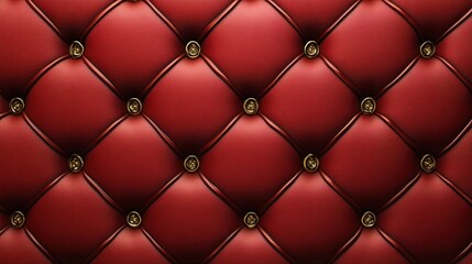 Luxurious red quilted fabric texture with elegant button detail for interior design