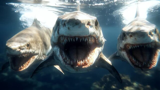 megalodon in the deep blue sea