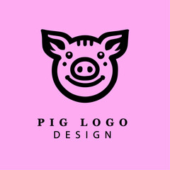  Whimsical Pig Face Illustration in Black and White Circular Design for Branding, Farm Products, or Creative Business Logos – Vector Graphic Art

