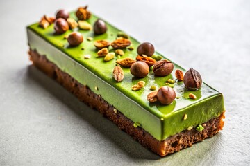 Gourmet Matcha Cake Bar: Green Tea Chocolate Delight with Nuts