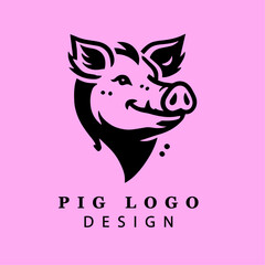  Whimsical Pig Face Illustration in Black and White Circular Design for Branding, Farm Products, or Creative Business Logos – Vector Graphic Art
