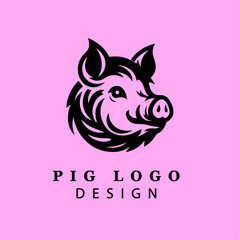  Whimsical Pig Face Illustration in Black and White Circular Design for Branding, Farm Products, or Creative Business Logos – Vector Graphic Art
