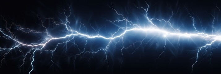 Striking Lightning Bolt with Extensive Branching Pattern Illuminating Dark Sky in Isolated Stormy Atmosphere