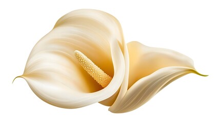 Naklejka premium Elegant Creamy White Calla Lily Flower with Smooth Silhouette on Clean White Background