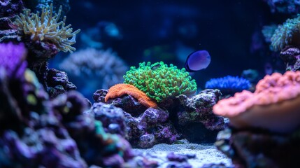 Obraz premium Underwater World Filled With Colorful Fish Swimming Among Vibrant Plants in a Serene Aquatic Environment