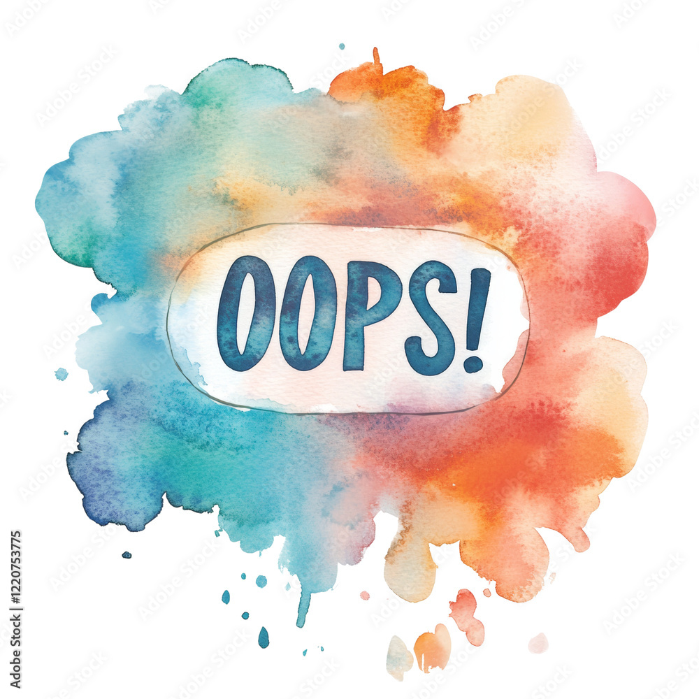 Poster watercolor oops abstract art splash design