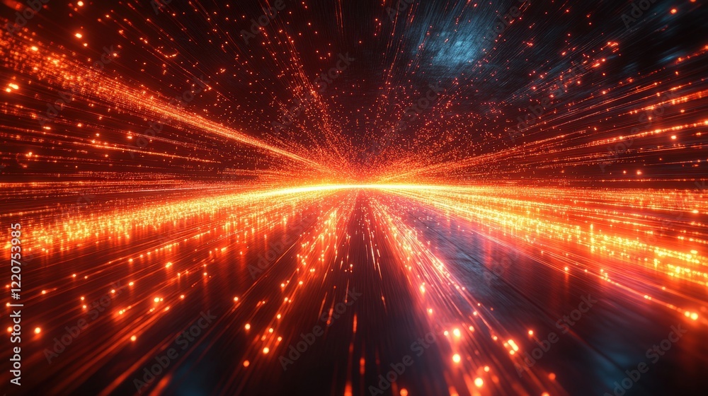 Poster bright red light rays creating a fire effect in motion with a laser-like appearance for dynamic back