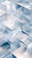 Obraz premium digital technology blue and white glass geometric abstract poster background