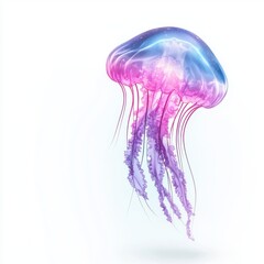 Translucent Jellyfish with Glowing Purple Tones Floating Gracefully in Water