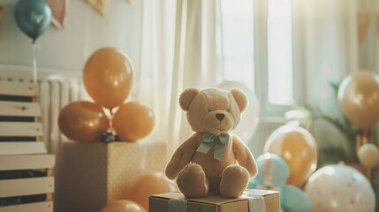 soft teddy bear with gift box