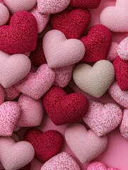 Obraz premium Romantic pile of heart shapes in pink and red, perfect for Valentines Day and love themes