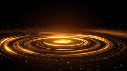 Fototapeta premium Golden spiral light effect on dark background.