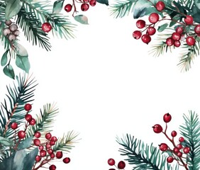 A watercolor painting of a Christmas tree with pine cones